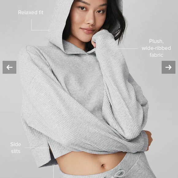 ALO Yoga Muse Ribbed Hoodie size Medium NWOT - Picture 2 of 9
